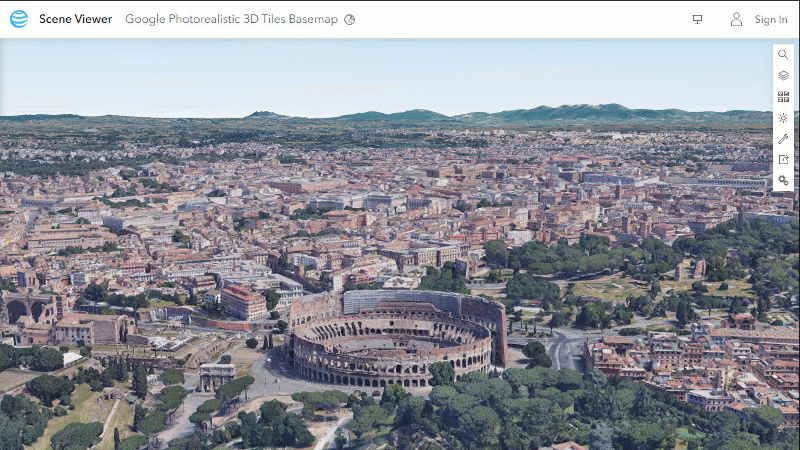 Google photorealistic 3D scenes in Esri Scene Viewer (source: Esri (fair use))